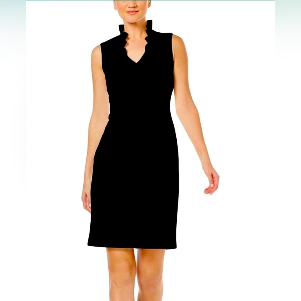 🖤Calvin Klein Ruffle V-Neck Cocktail Dress Size 4 🖤 Perfect Little Black Dress